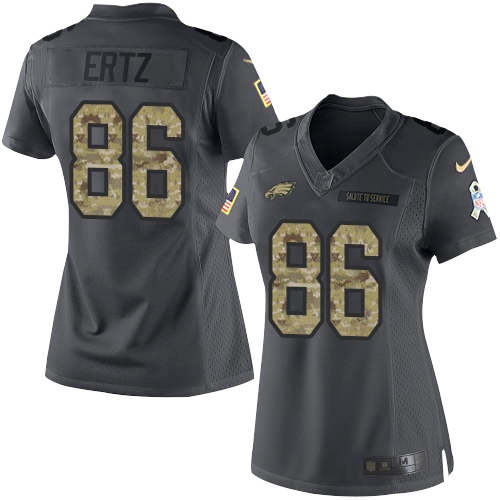 Women's Limited Zach Ertz Nike Jersey Black - #86 2016 Salute to Service NFL Philadelphia Eagles